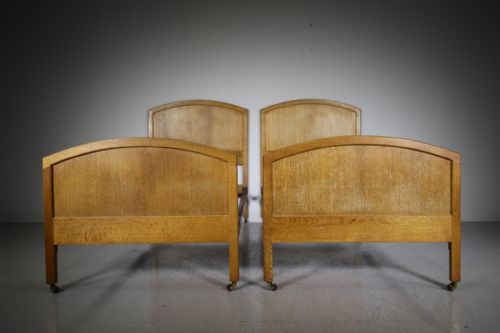 Pair of Heals of London Oak Single Beds – Labelled