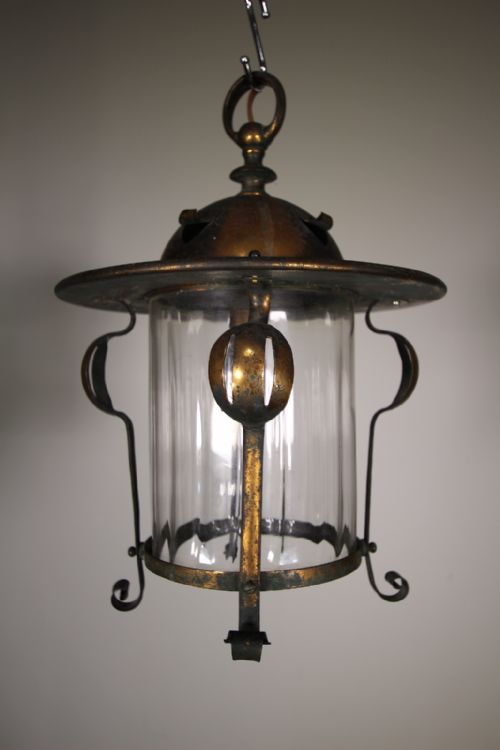 English Arts & Crafts Antique Copper Hanging Lantern
