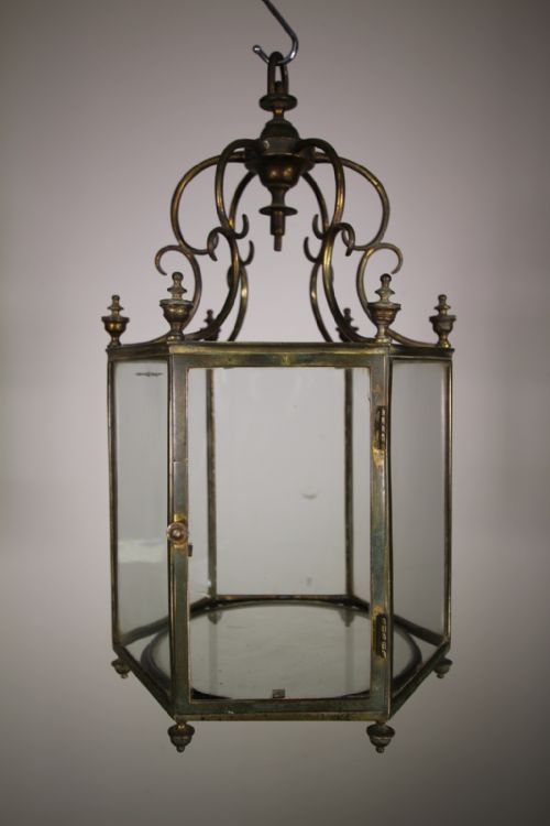 English 19th Century Antique Bronze Hanging Lantern