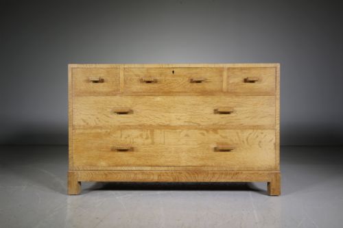 Heals 1920’S Low Oak Chest of Drawers -Labelled