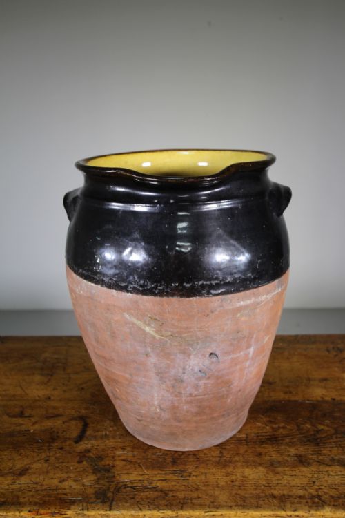 English 19th Century Antique Earthenware Crock with Unusual Pourer