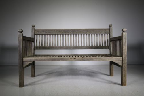 Rare Heals Edwardian Antique Poem Garden Bench Seat