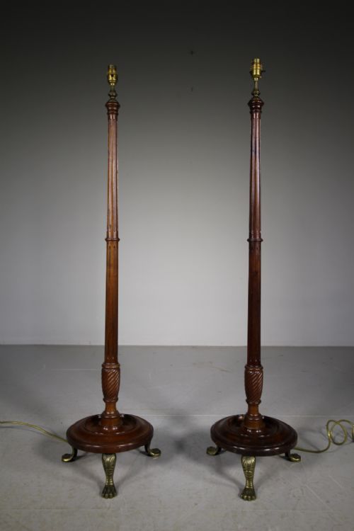 Pair of Tall Edwardian Antique Floor Lamps