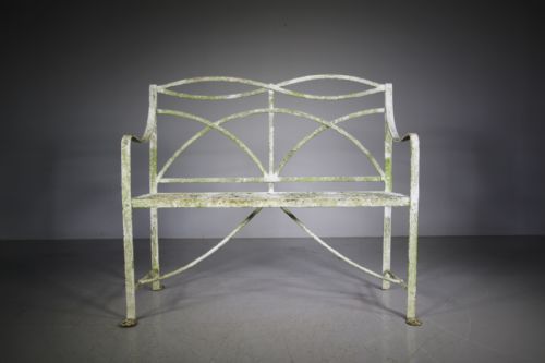 Regency Antique Wrought Iron Garden Bench Seat