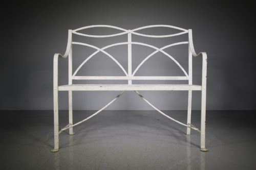 Regency Antique Wrought Iron Garden Bench Seat