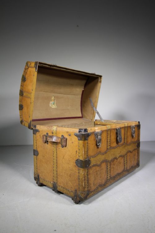 19th Century English Antique Domed Trunk Dated 1884