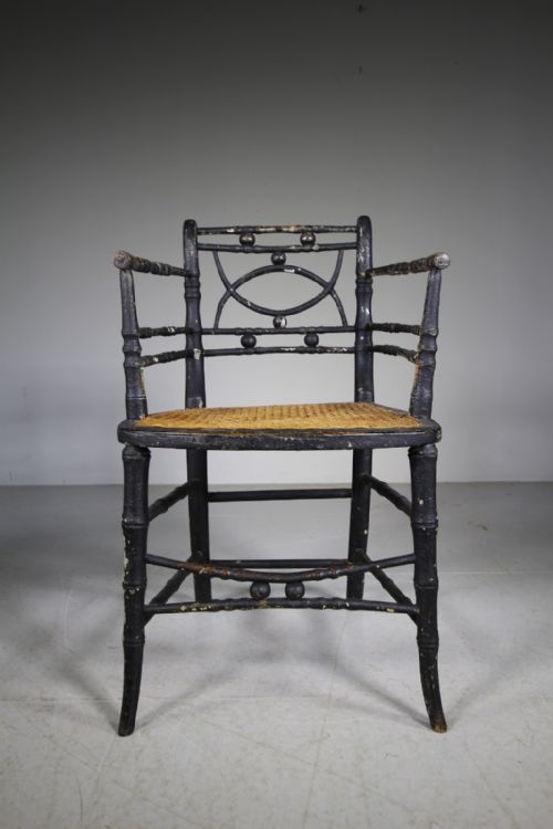 Regency English Simulated Bamboo Armchair