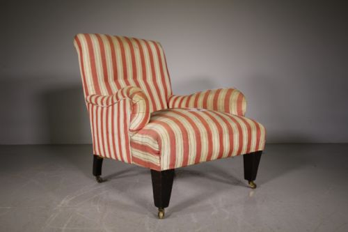 Large English 19th Century Antique Upholstered Armchair