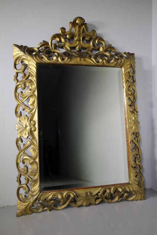 Large 19th Century Antique Carved & Gilt Wall Mirror