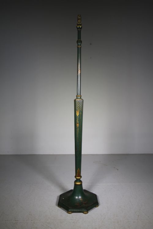 Edwardian Antique Octagonal Green Chinoiserie Floor Lamp – Rewired
