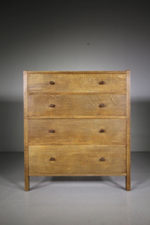 Heals Large Antique Oak Letchworth Chest of Drawers