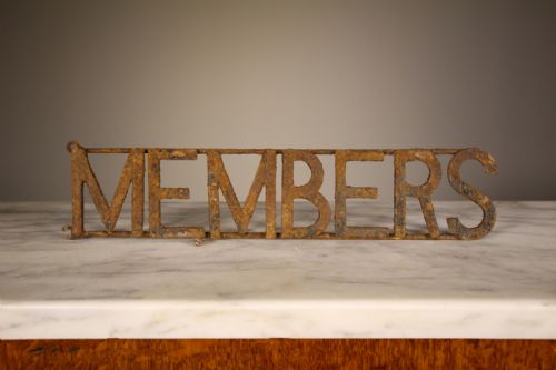 19th Century Antique Iron Members Sign
