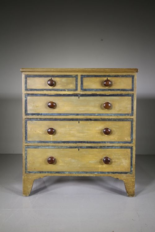 English Regency Antique Painted Pine Chest of Drawers