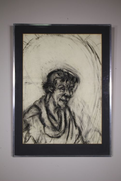 Rare Charcoal on Paper by John Virtue Dated 1970