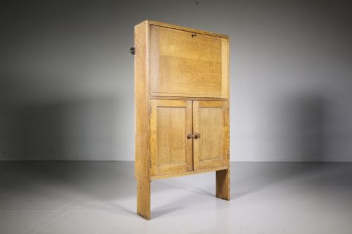 Heals of London 1930’S Slender Oak Wall Bureau