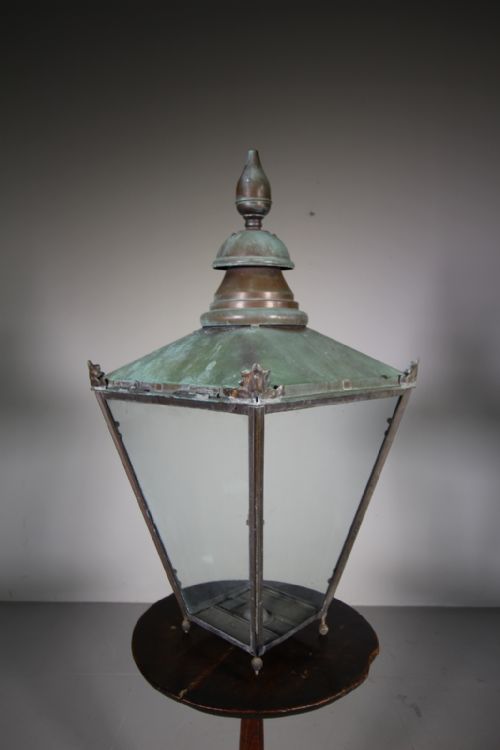
English Antique Copper Verdigris Lantern