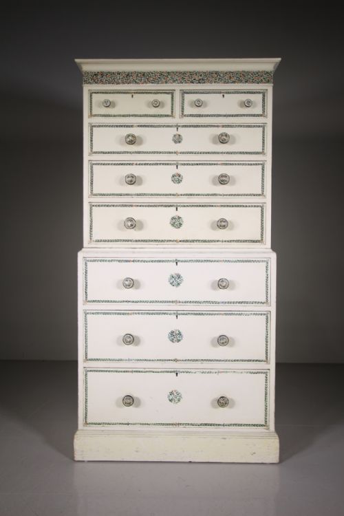 Very Rare Unique Heals Antique Chest on Chest in Original Paint
