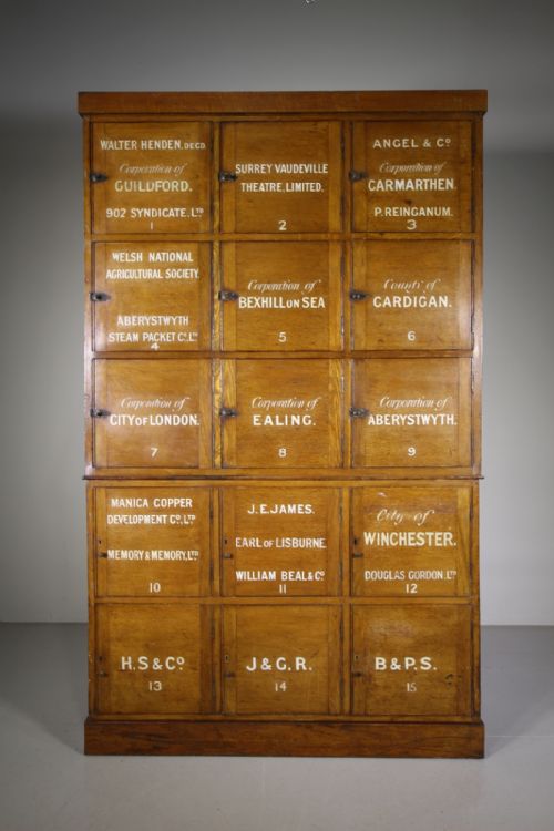 Totally Original Sign Written English 19th Century Antique Oak Solicitors Cabinet