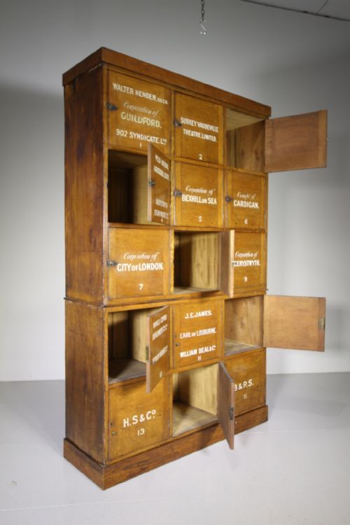 fig 1. Totally Original Sign Written English 19th Century Antique Oak Solicitors Cabinet