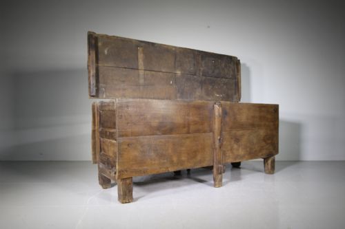 Large English 17th Cent Antique Oak Clamped Coffer