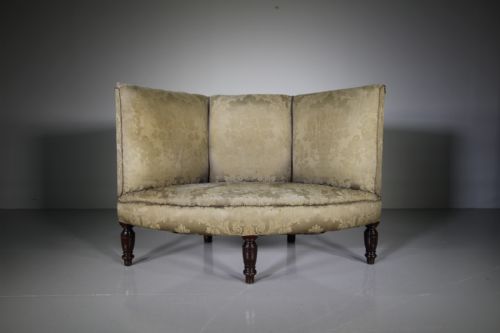 English Antique Upholstered Antique Banquette Sofa