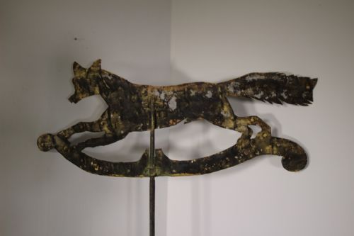 Large English 19th Century Antique Iron Fox Weathervane