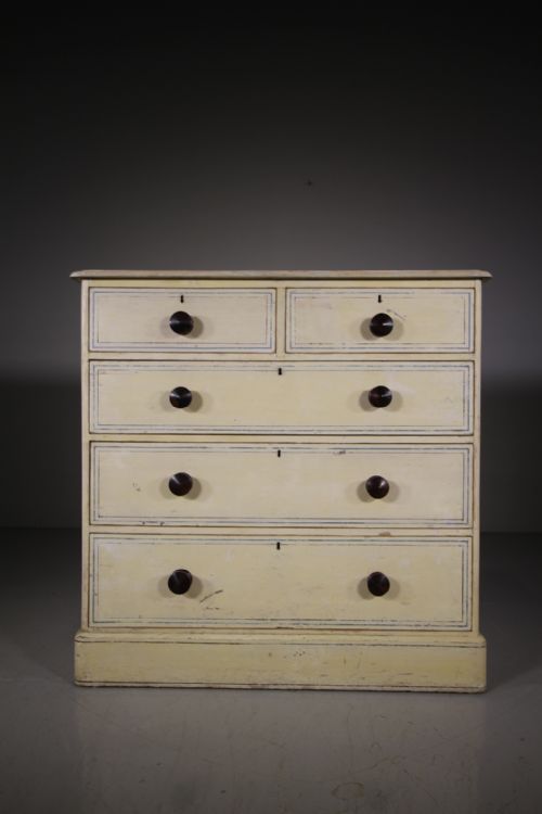 English Original Painted Pine Antique Chest of Drawers