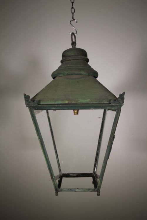 Large English 19th Century Antique Copper Hanging Lantern
