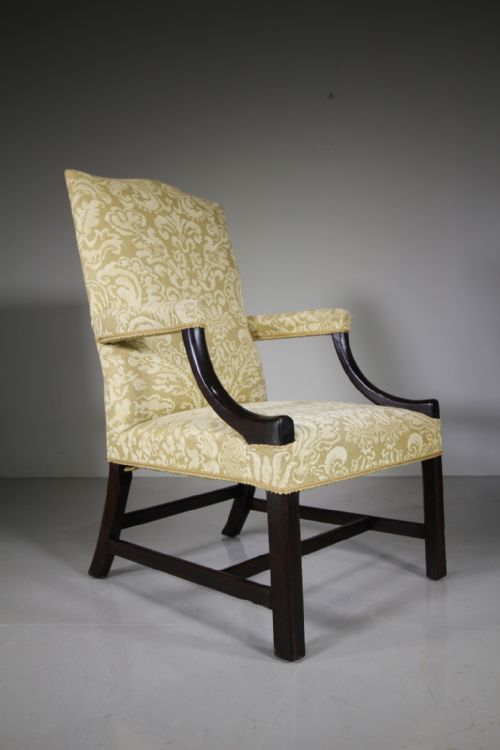 English 18th Century Antique Mahogany Gainsborough Armchair