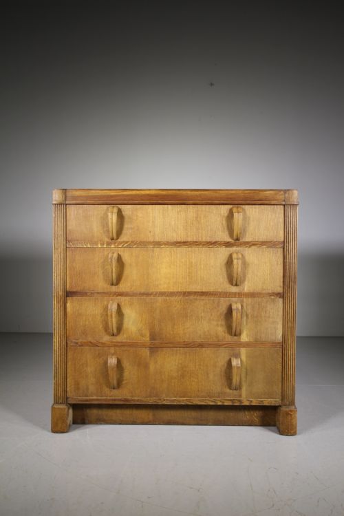 1930’S Heals of London Odeon Oak Four Drawer Chest