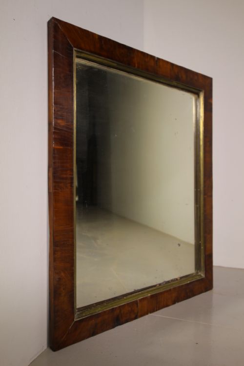 English 18th Century Antique Yew Wood Mirror