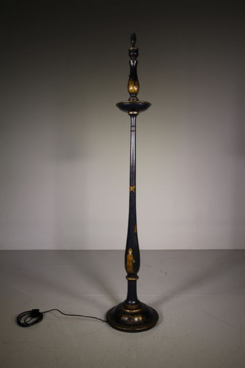 Beautiful English Blue Chinoiserie Antique Floor Lamp