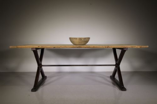 Large English 19th Century Antique X Frame Dining Table