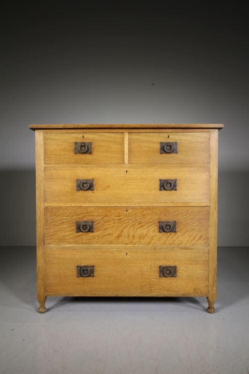 19th Century Antique Heals of London St Ives Oak Chest of Drawers