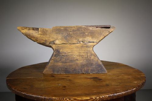 Rare Large Early 19th Century Antique Wooden Lead Workers Anvil