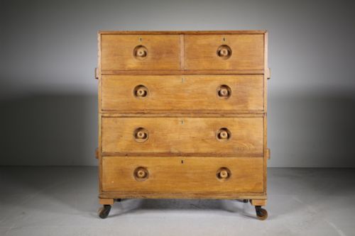 English 19th Century Antique Military Chest of Drawers