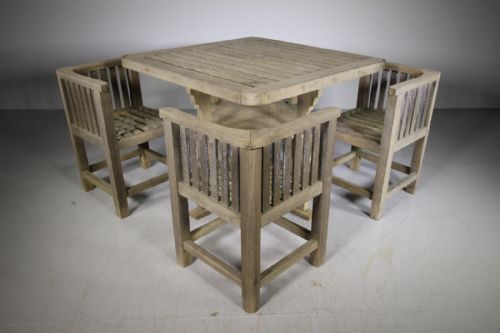1920’S Heals Teak Garden Dining Table & Four Chairs