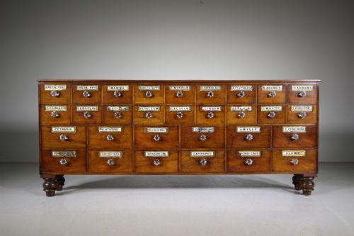 Wonderful English Antique Mahogany Apothecary Drug Run