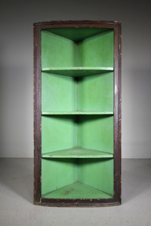 
English 18th Century Bow Front Antique Cupboard in Original Paint
