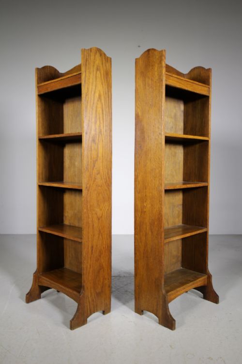 Pair of Heals of London Antique Oak Bookcases