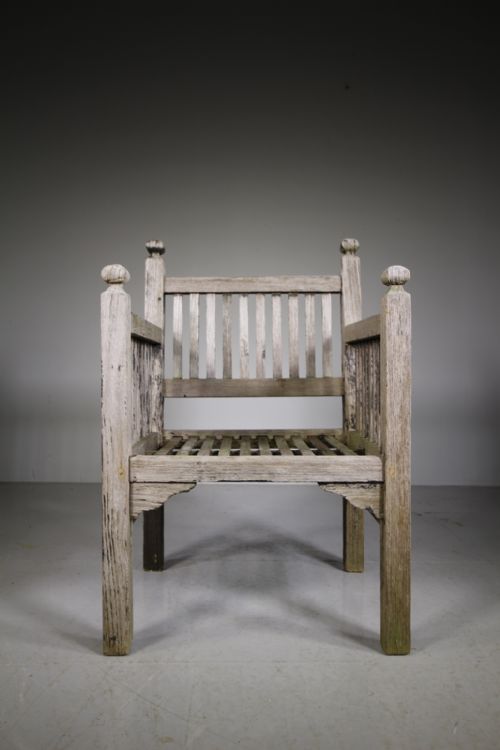 Heals Edwardian Antique Teak Garden Armchair
