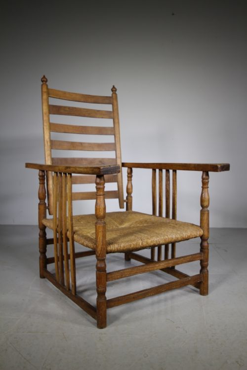 English Antique Oak Reclining Armchair by William Birch
