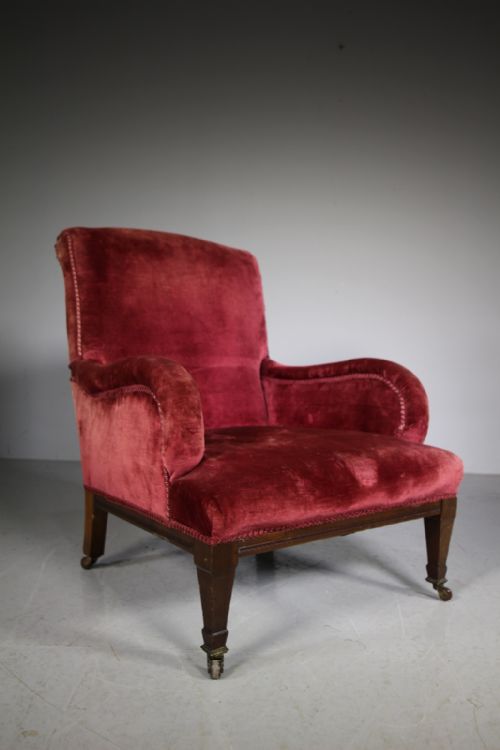 English 19th Century Antique Velvet Armchair