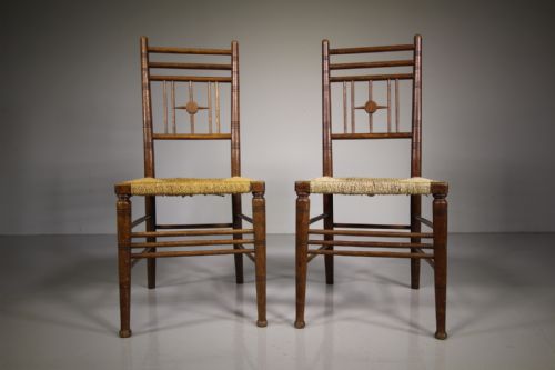 Pair Antique Morris & Co Chairs by Ford Maddox Brown