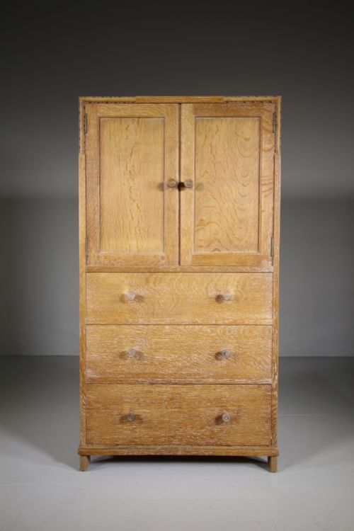 Heals of London 1920’S Oak Tallboy Cupboard