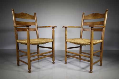 Rare Pair of Early Gordon Russell 1920’S Ash Open Armchairs