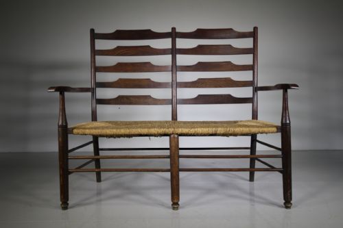 William Birch 19th Century Antique Ladderback Bench Seat