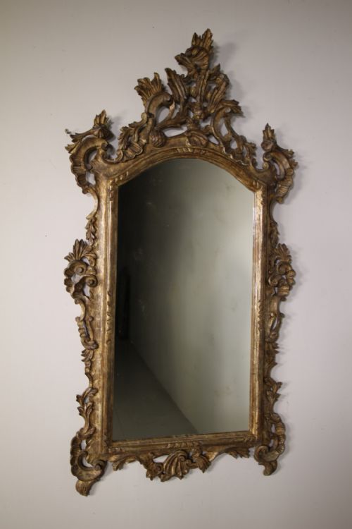 Decorative Large 19th Century Antique Carved Pine Wall Mirror