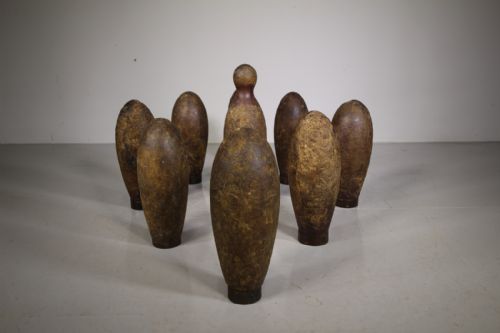 Set 19th Century English Antique Nine Pin Skittles