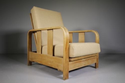 Heals of London 1920'S Oak Reclining Tank Armchair